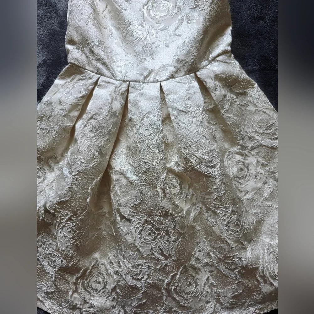 Girls Size 10 Childrens Place Ivory/ silver/ gold Floral Special Occasion Dress